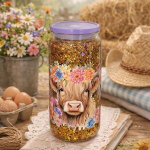 Golden Meadow Glitter Sip™ Snow Globe Tumbler | 16 oz ✨